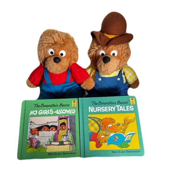Vintage The Berenstain Bears Plush Stuffed And Books Bundle Papa Brother - Picture 1 of 10